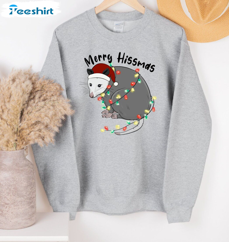 Merry Hissmas Sweasthirt, Opossum Christmas Unisex Hoodie Long Sleeve