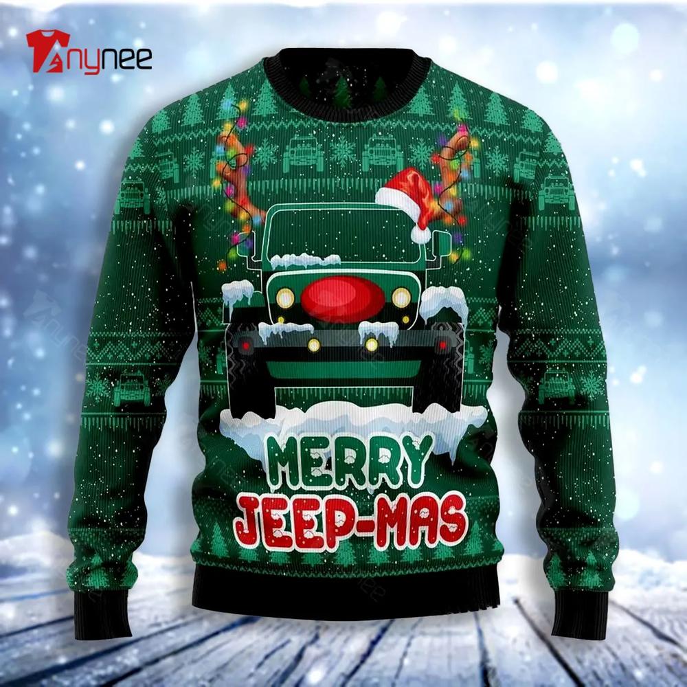 Merry Jeep Mas Ugly Christmas Sweater- Best Christmas Gifts 2023