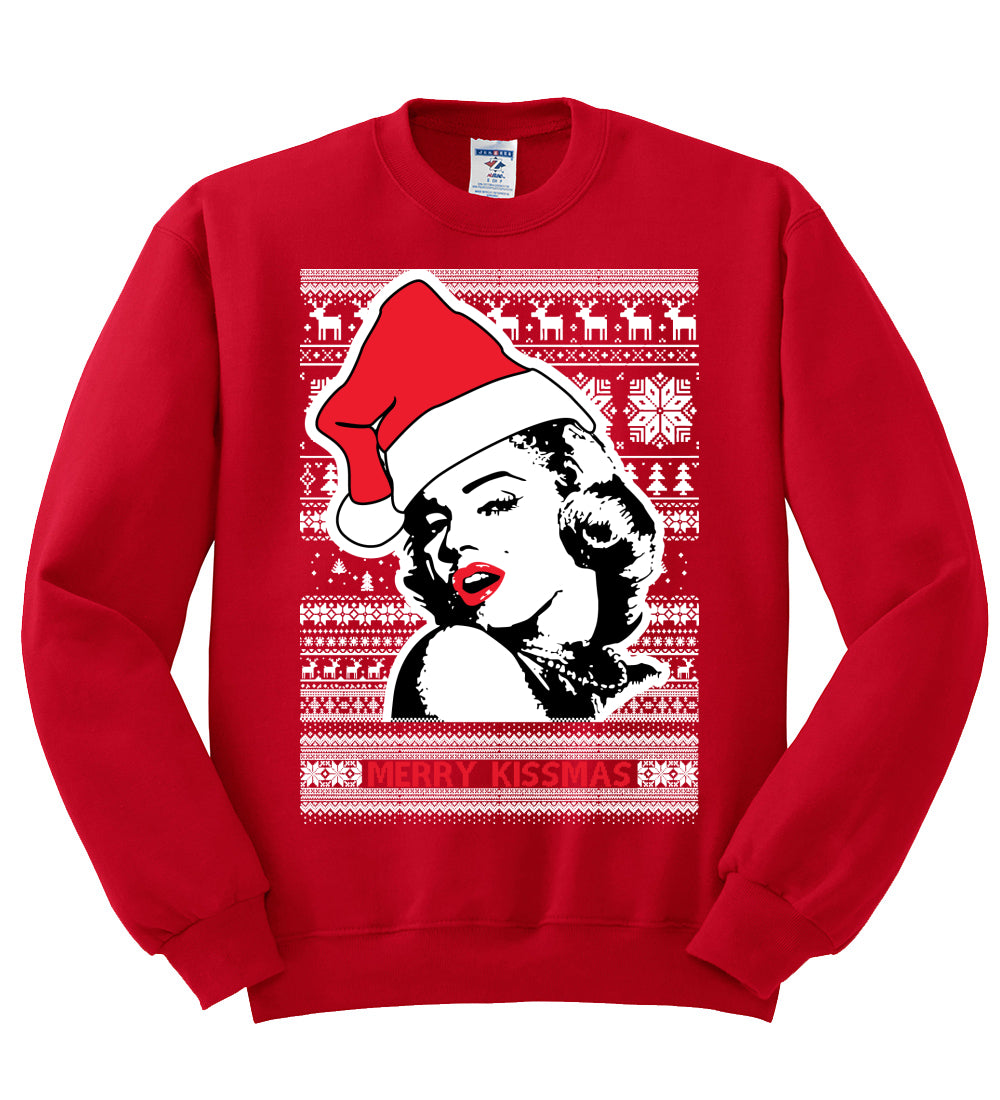 Merry Kissmas Marilyn Monroe Christmas Unisex Crewneck Graphic Sweatshirt- Best Christmas Gifts 2023