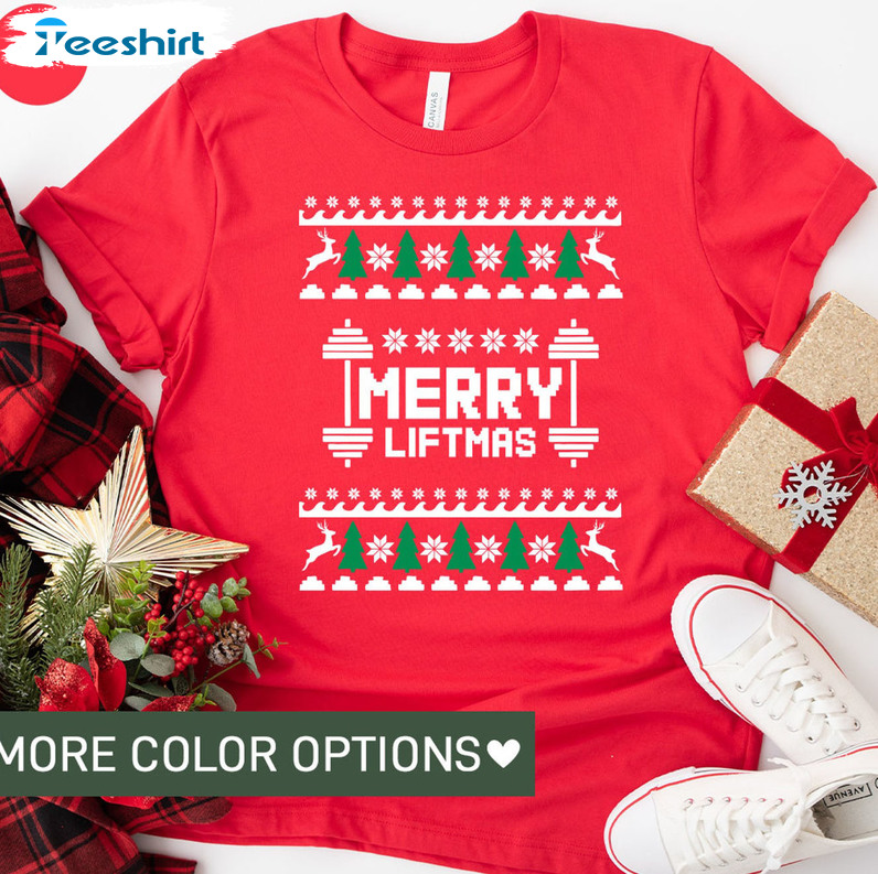 Merry Liftmas Shirt, Christmas Fitness Sweater Long Sleeve