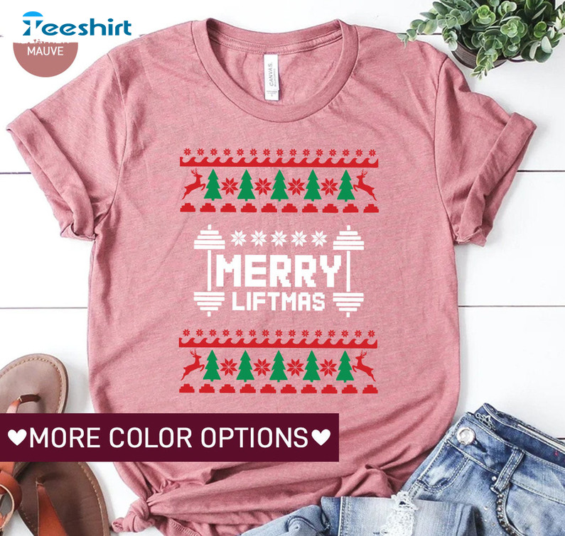 Merry Liftmas Shirt, Christmas Fitness Sweater Long Sleeve