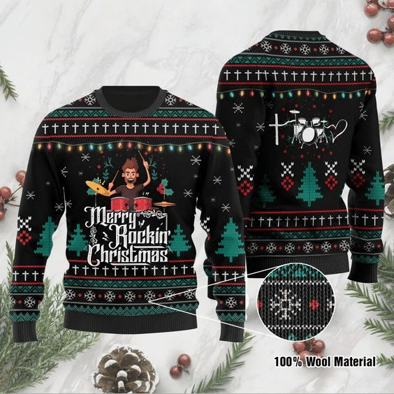 Merry Rokin’ Ugly Christmas Sweater | For Men & Women | Adult | US1950- Best Christmas Gifts 2023