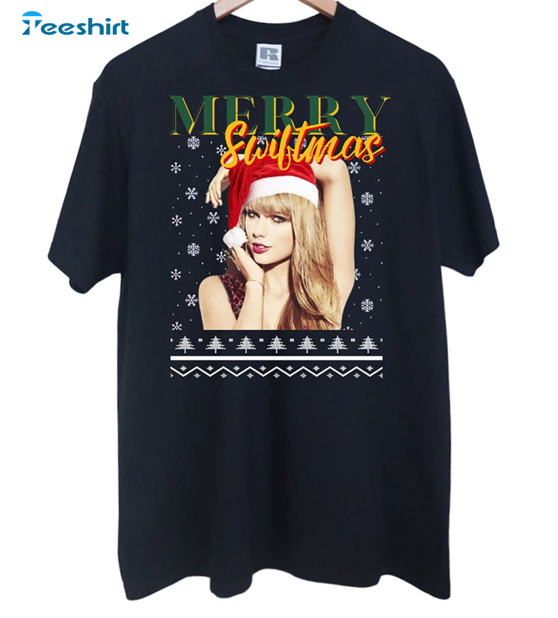 Merry Swiftmas Shirt, Christmas Trending Short Sleeve Sweater