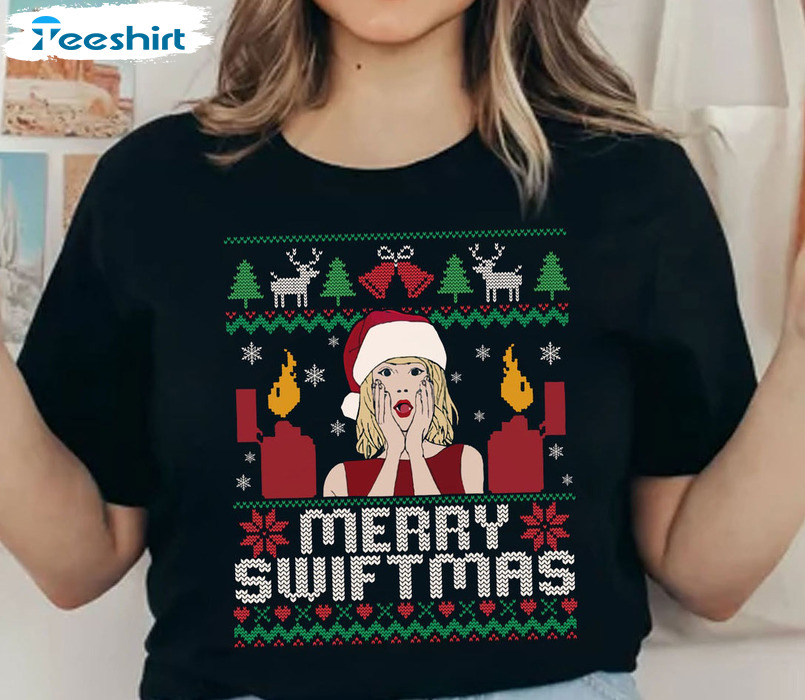 Merry Swiftmas Shirt, Christmas Vintage Sweater Short Sleeve