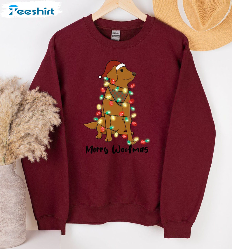 Merry Woofmas Shirt – Christmas Dog Lights Unisex Hoodie Long Sleeve