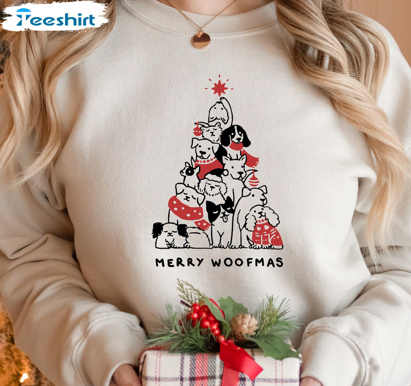 Merry Woofmas Shirt – Christmas Dog Tree Sweater Unisex Hoodie