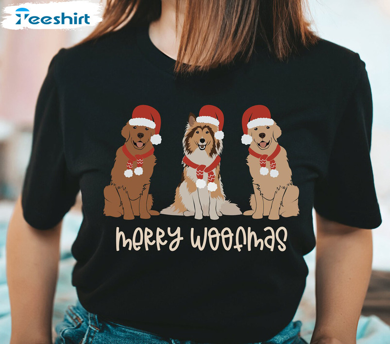 Merry Woofmas Shirt – Christmas Santa Dog Long Sleeve Unisex Hoodie