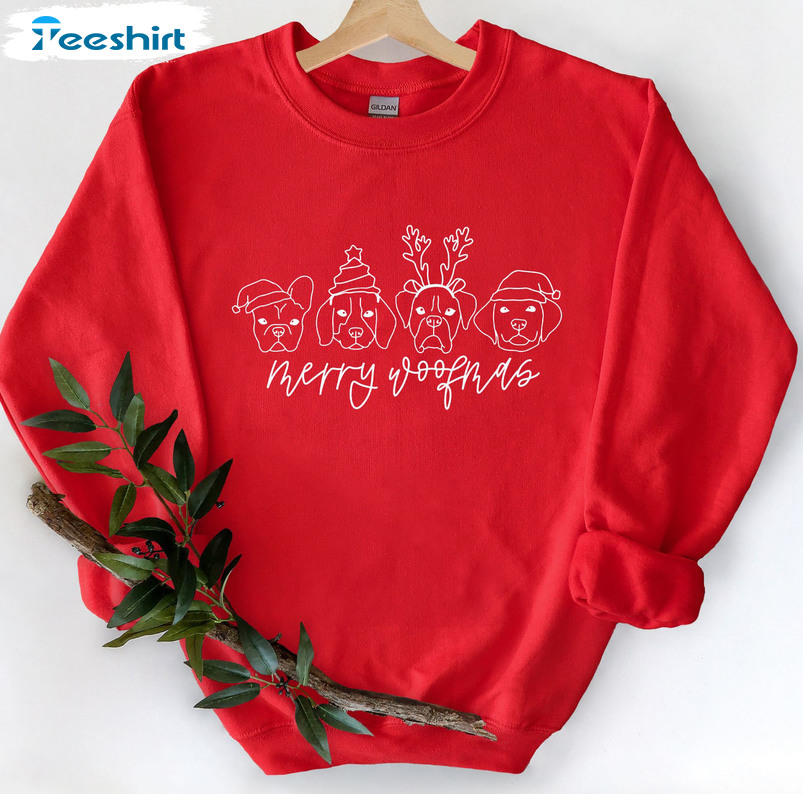 Merry Woofmas Shirt – Christmas With Dog Unisex Hoodie Sweater