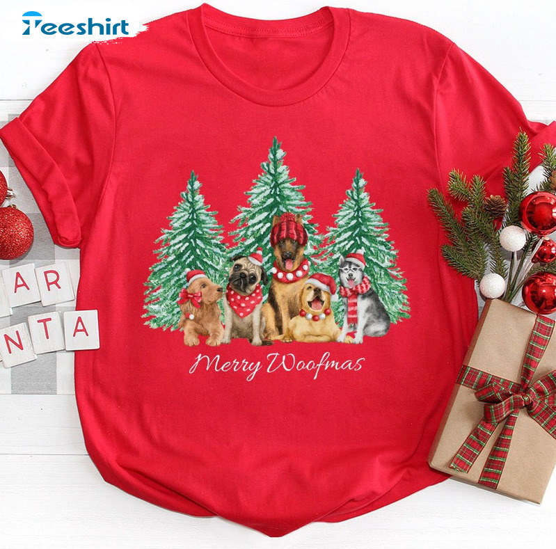 Merry Woofmas Shirt – Cute Christmas Dog Unisex Hoodie Long Sleeve