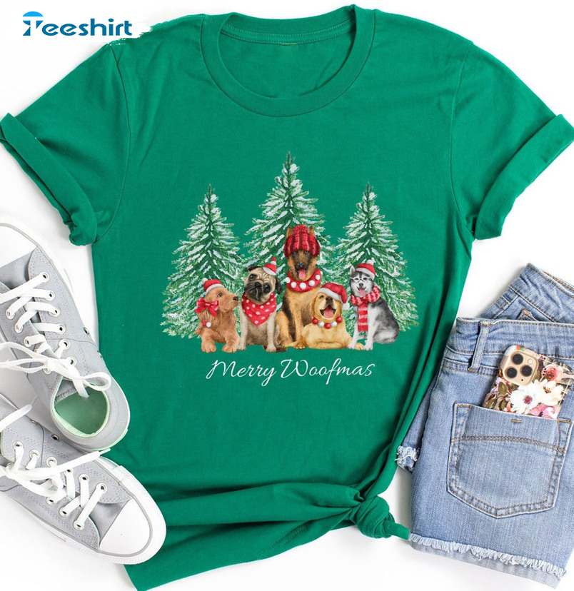 Merry Woofmas Shirt – Cute Christmas Dog Unisex Hoodie Long Sleeve