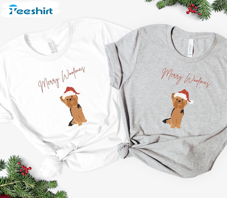 Merry Woofmas Shirt – Yorkshire Terrier Christmas Unisex T-shirt Crewneck