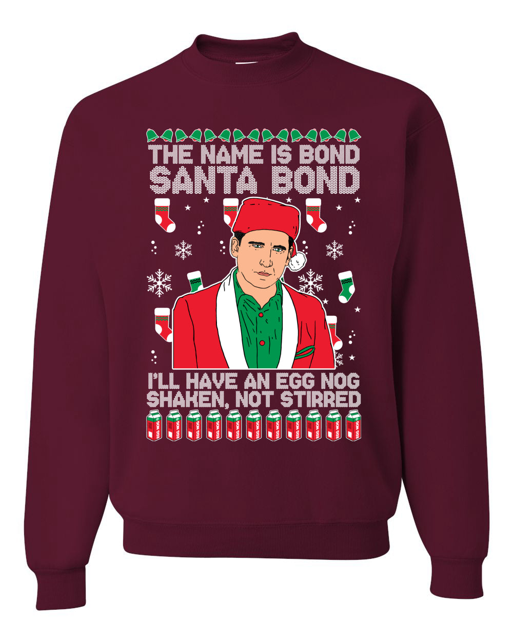 Michael Scott The Name is Bond Santa Bond Merry Ugly Christmas Sweater- Best Christmas Gifts 2023