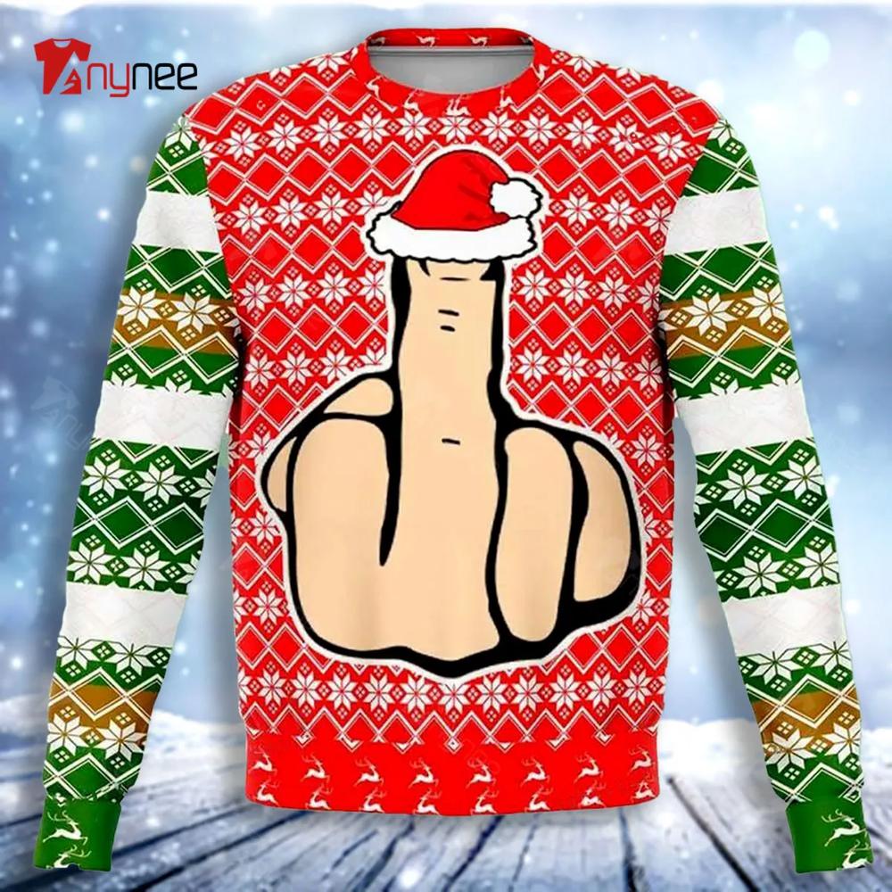 Middle Finger Dank Ugly Christmas Sweater- Best Christmas Gifts 2023