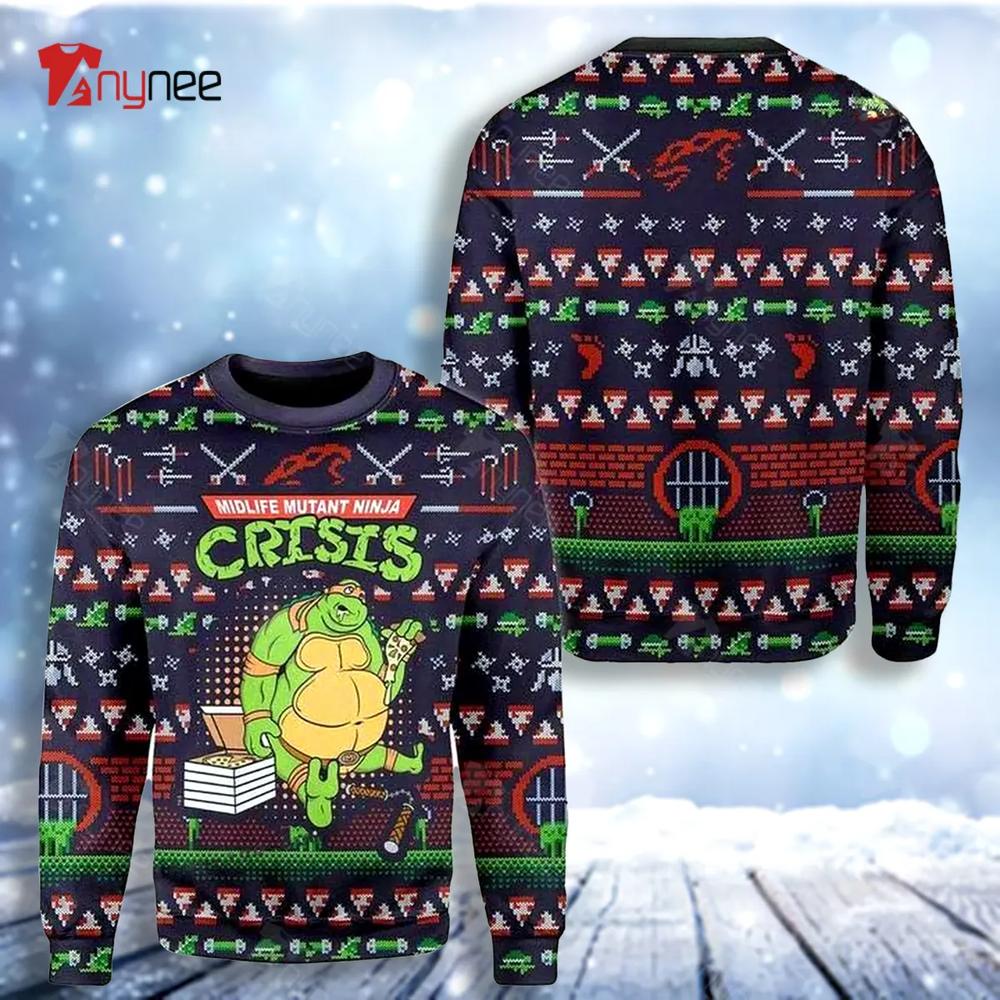 Midlife Mutant Ninja Turtles Ugly Christmas Sweater- Best Christmas Gifts 2023