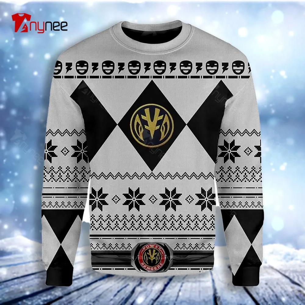 Mighty Morphin White Power Rangers Ugly Christmas Sweater- Best Christmas Gifts 2023