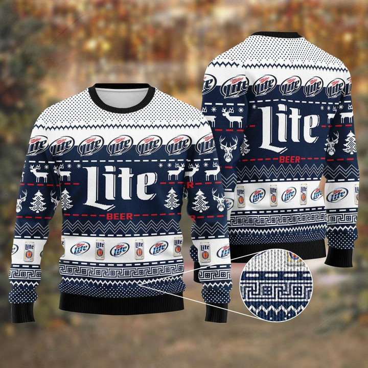 Miller Lite Christmas Sweater Royal Blue- Best Christmas Gifts 2023