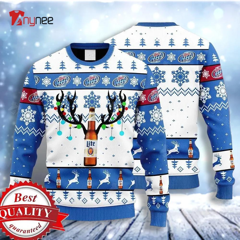 Miller Lite Reindeer Ugly Christmas Sweater- Best Christmas Gifts 2023