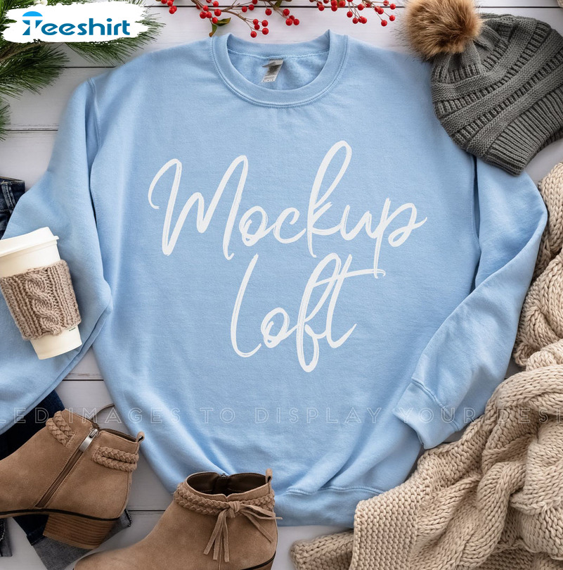 Mockup Light Christmas Shirt – Mockup Winter Short Sleeve Sweater