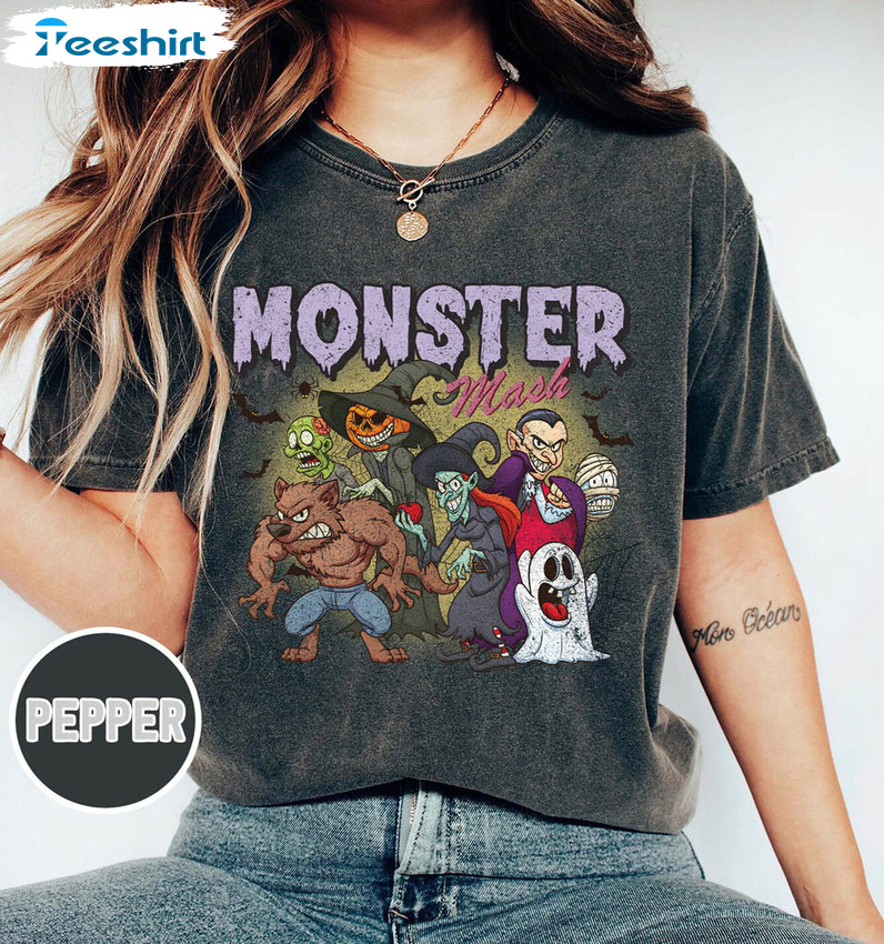 Monster Mash Vintage Shirt, Retro Cosplay Halloween Long Sleeve Tee Tops