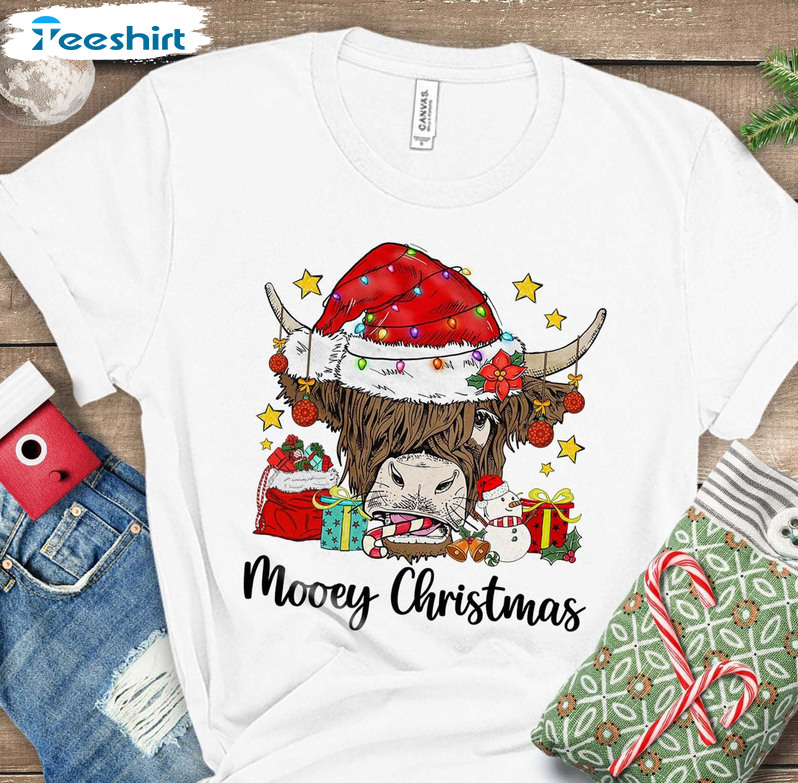 Mooey Christmas Shirt – Western Christmas Short Sleeve Sweater