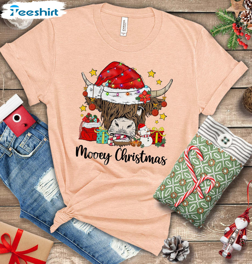 Mooey Christmas Shirt – Western Christmas Short Sleeve Sweater