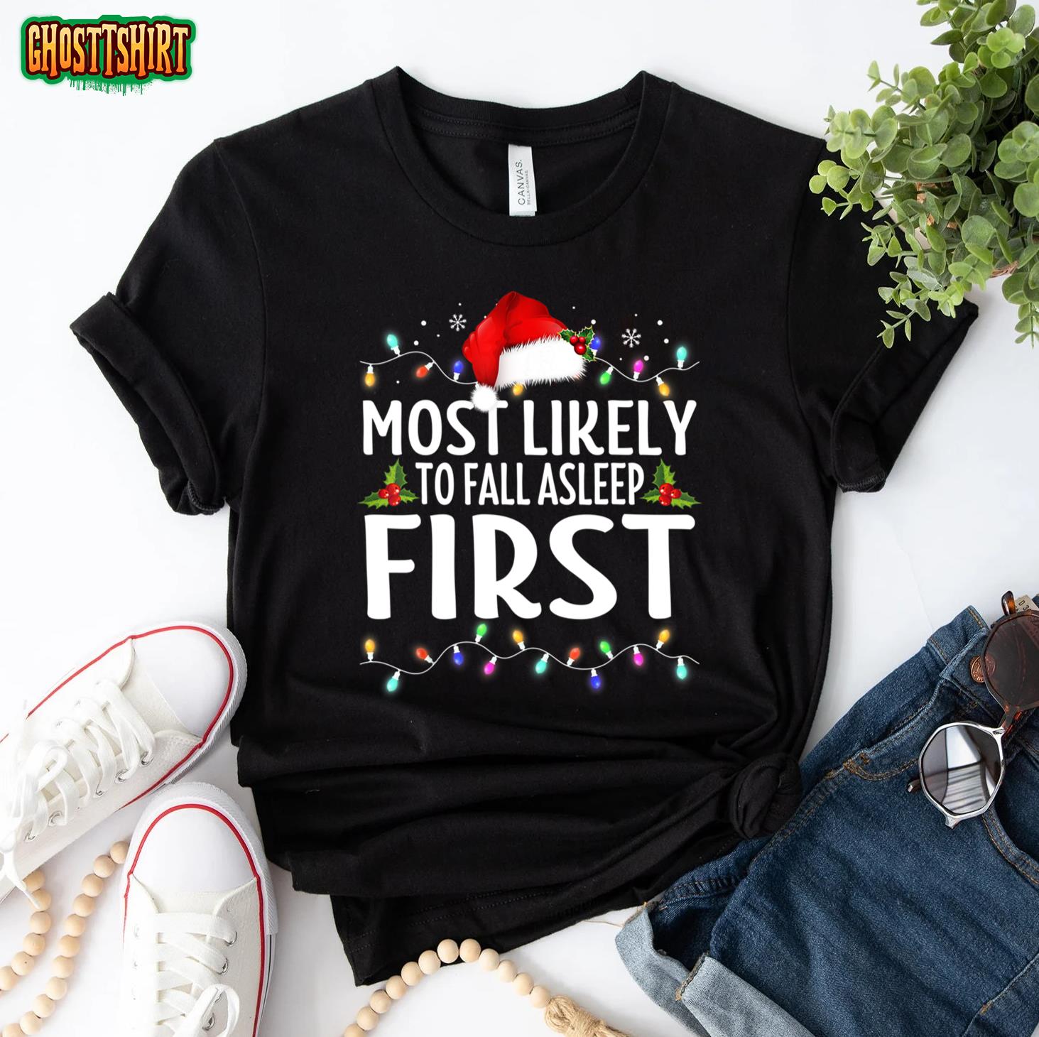 Most Likely To Fall Asleep First Family Christmas Holiday Sweatshirt