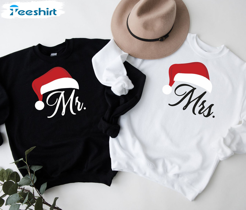 Mr And Mrs Santa Hat Shirt, Christmas Claus Unisex Hoodie Unisex T-shirt