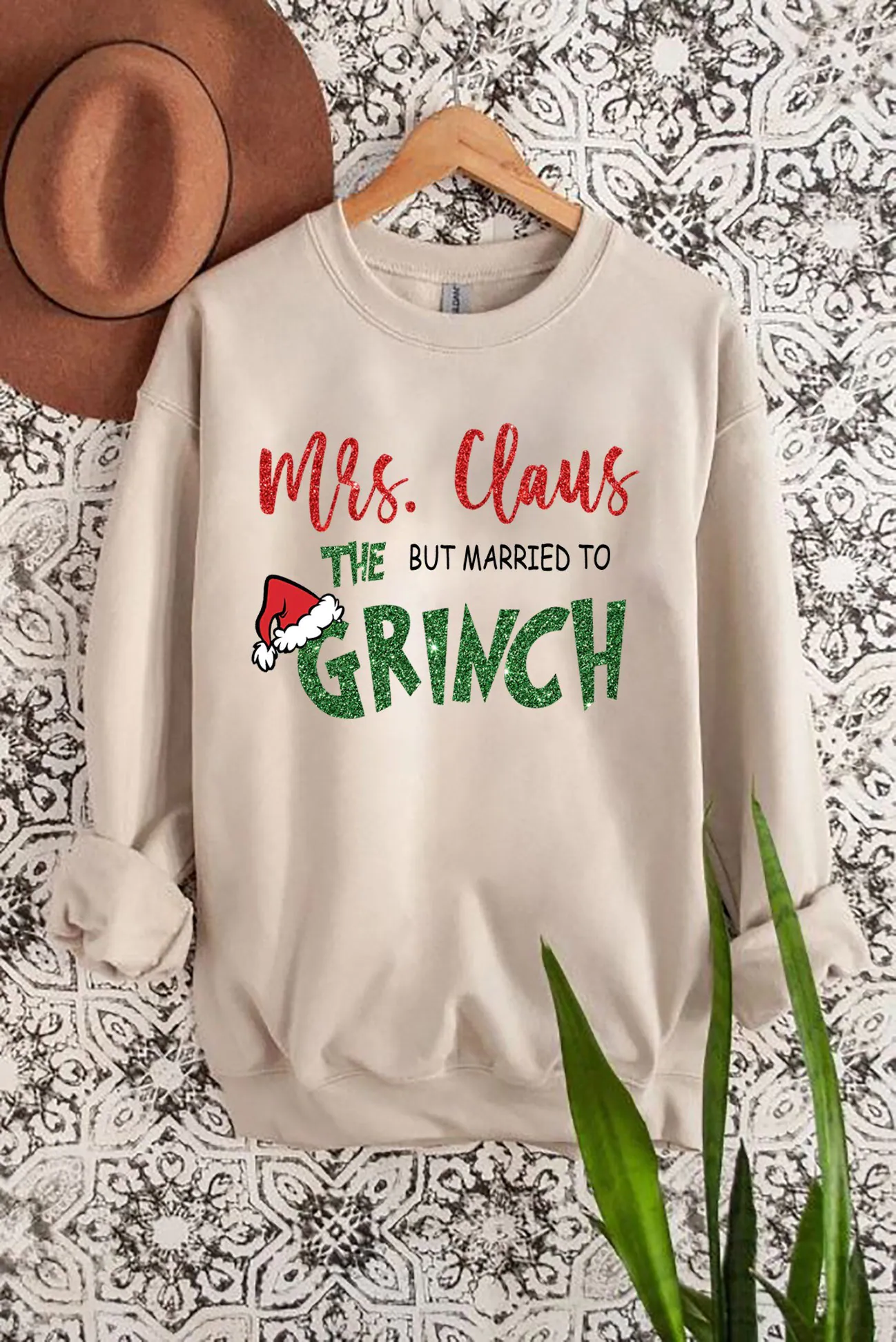 Mrs Claus But Married To The Grinch Matching Sweatshirt