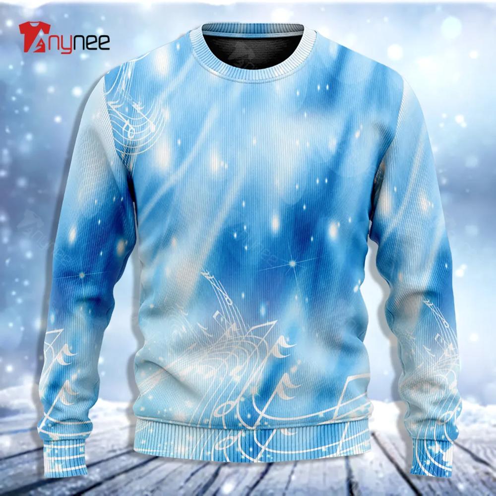 Music Musical Notes On A Dark Blue Ugly Christmas Sweater- Best Christmas Gifts 2023