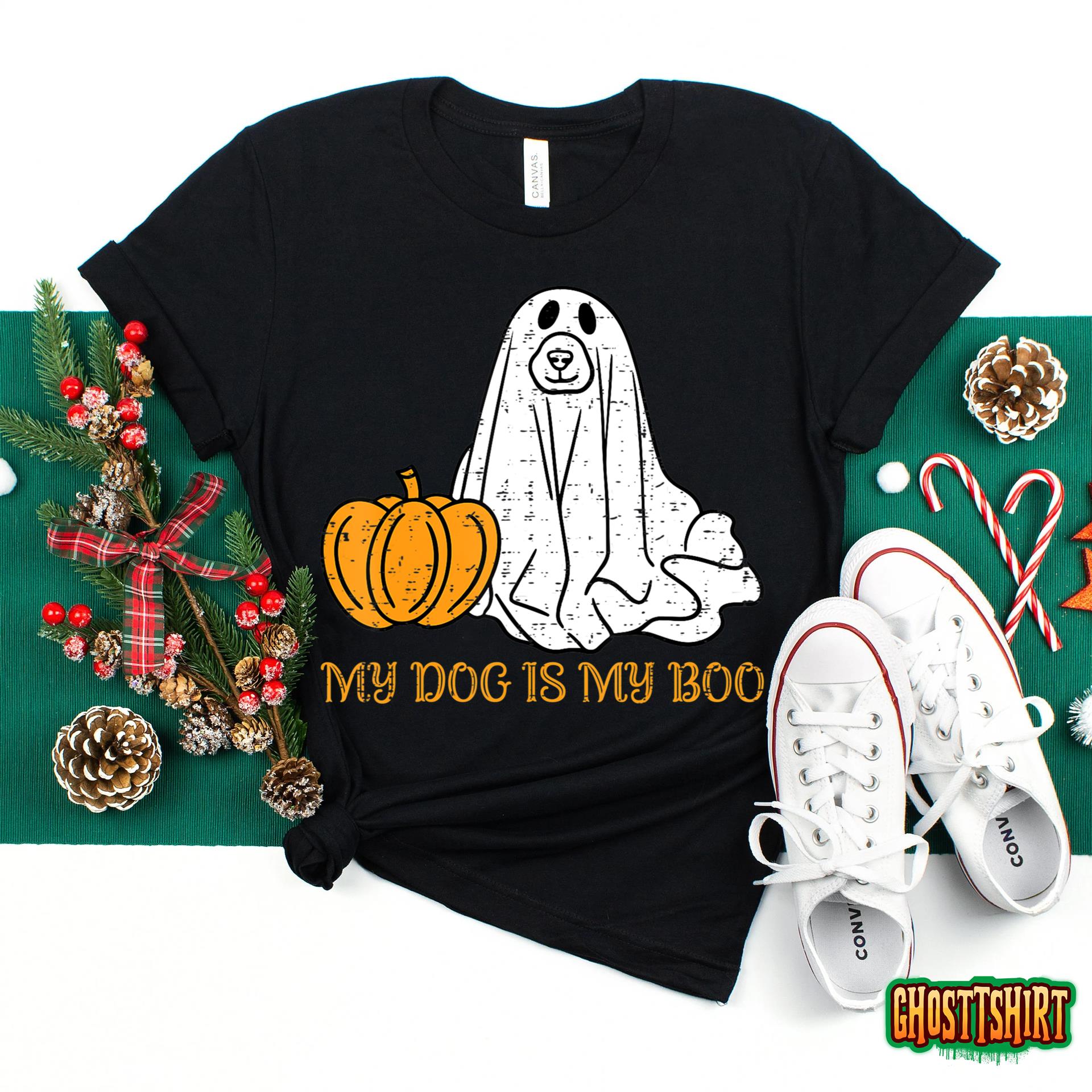 My Dog Is My Boo Ghost Funny Halloween Dog Lovers Boo Dog T-Shirt