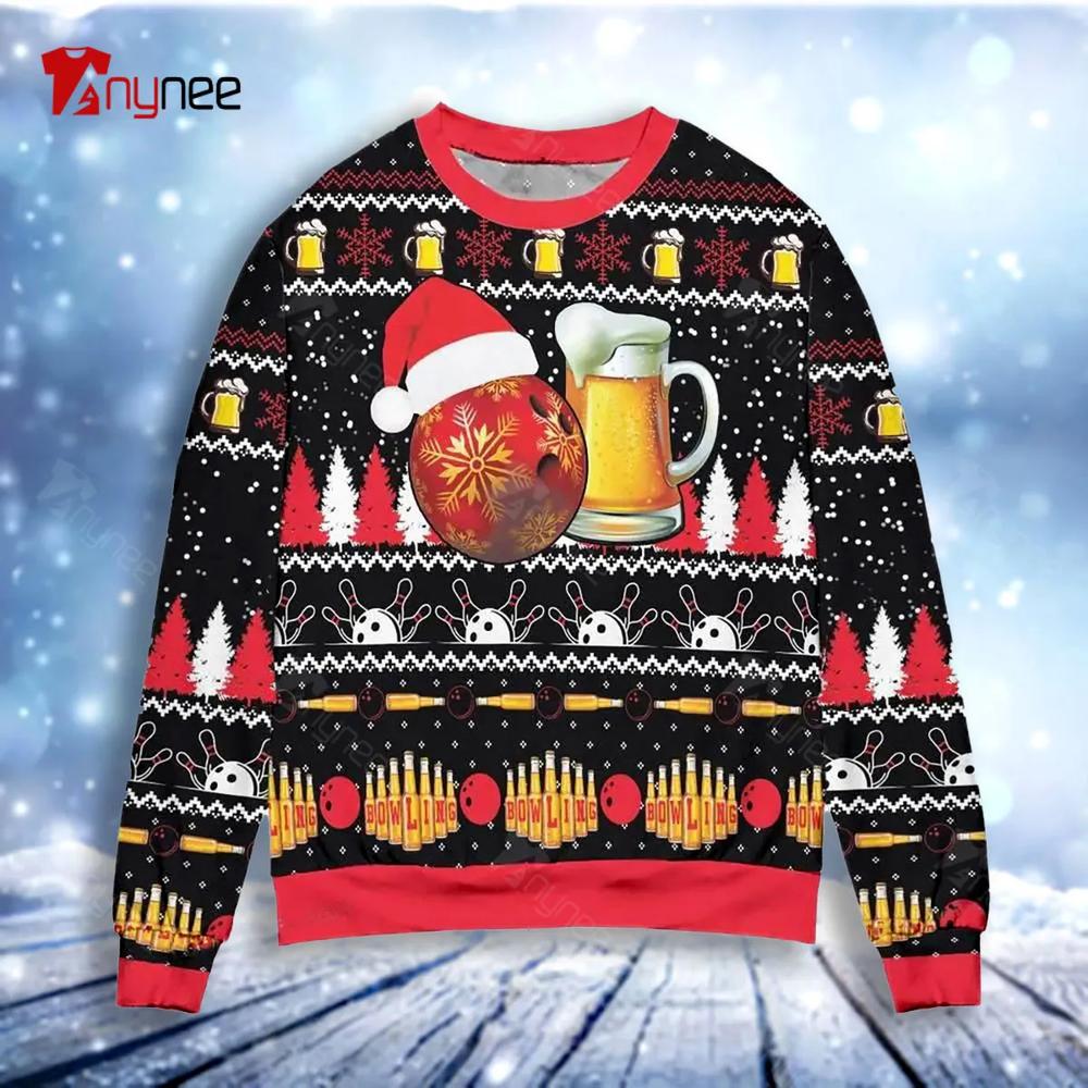 My Drinking Team Has A Bowling Problem Snowflake Ugly Christmas Sweater- Best Christmas Gifts 2023