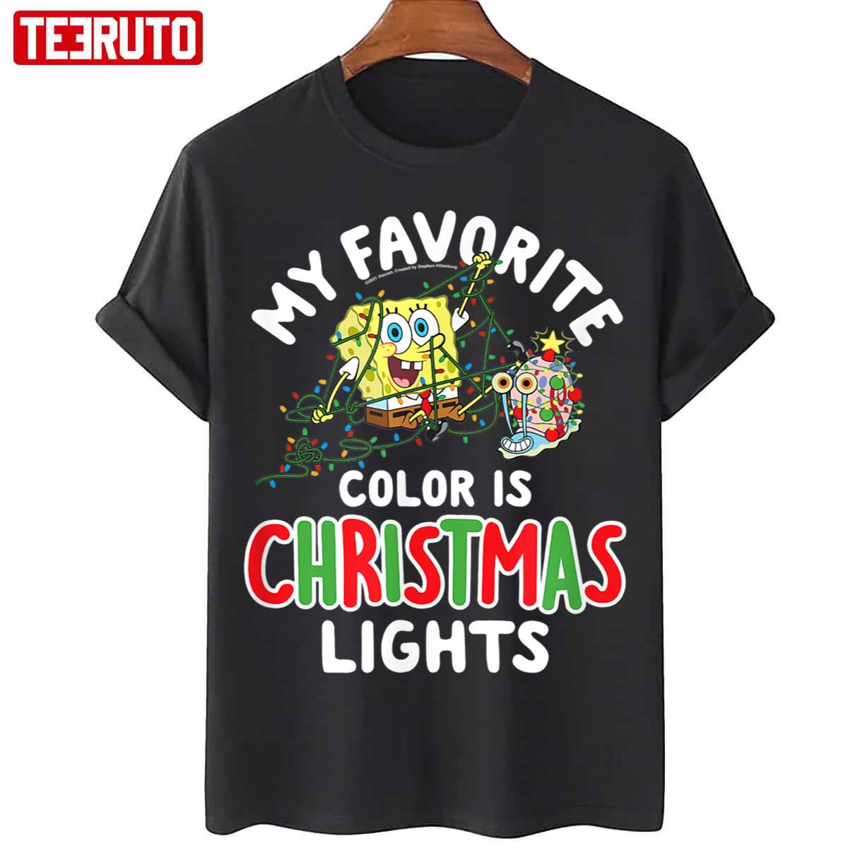 My Favorite Color Is Christmas Lights Halloween Spongebob Unisex T-Shirt