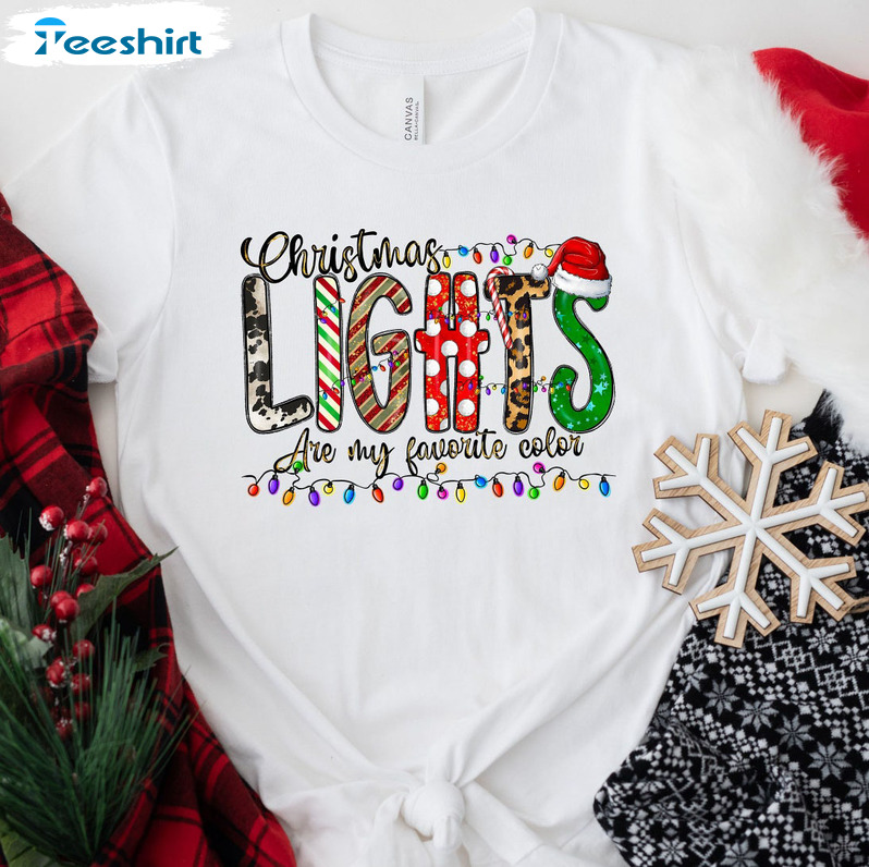 My Favorite Color Is Christmas Lights Shirt – Christmas Family Long Sleeve Sweatshirt