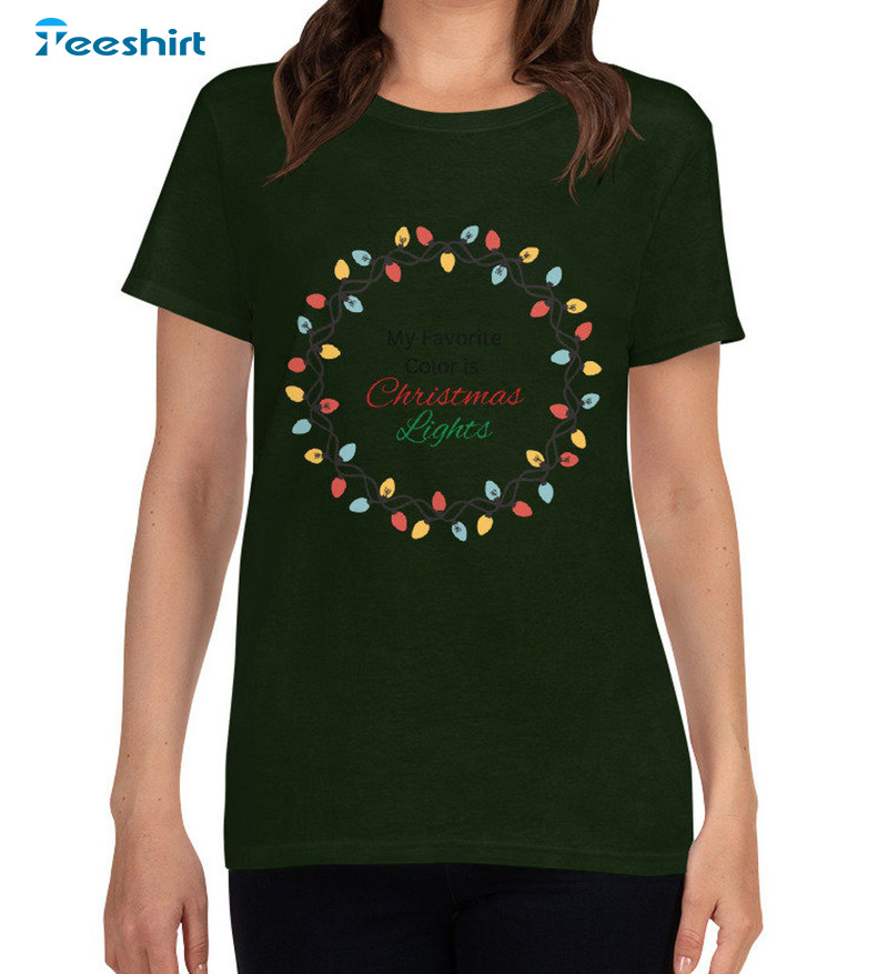 My Favorite Color Is Christmas Lights Shirt – Christmas Short Sleeve Sweatshirt Vintage Style