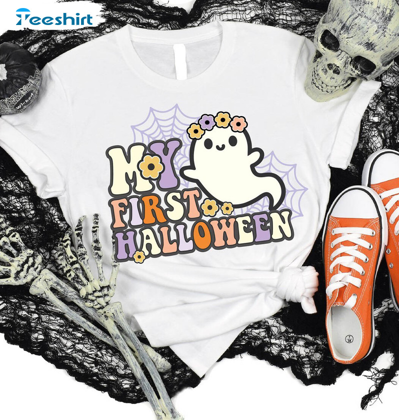 My First Halloween Newborn Shirt, Cute Ghosts Crewneck Unisex T-shirt