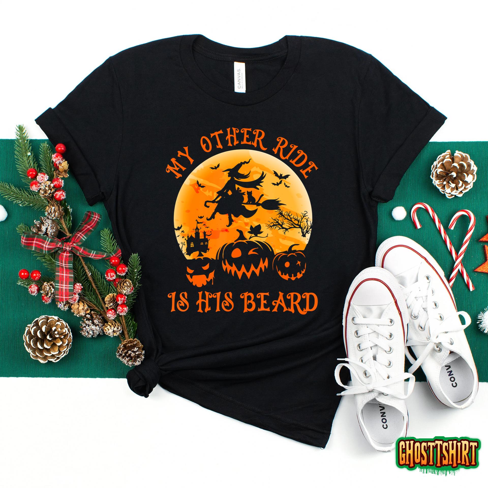 My Other Ride Is His Beard Funny Witch Halloween 2022 Hoodie