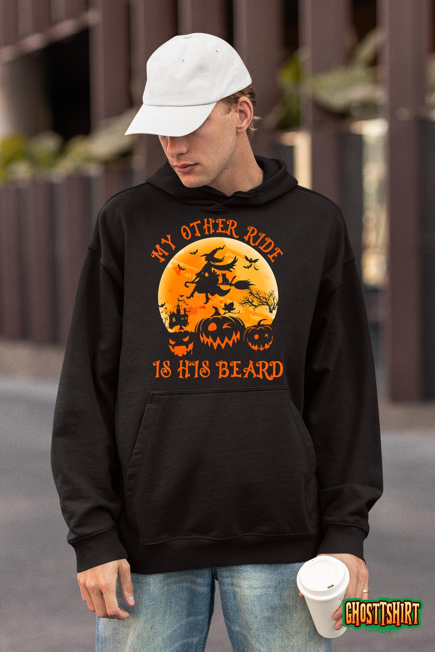 My Other Ride Is His Beard Funny Witch Halloween 2022 Hoodie