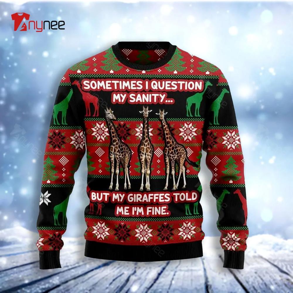 My Sanity Question Giraffe Ugly Christmas Sweater- Best Christmas Gifts 2023