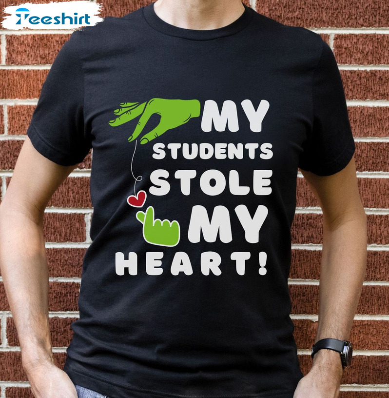 My Students Stole My Heart Shirt – Christmas Heart Short Sleeve Unisex Hoodie