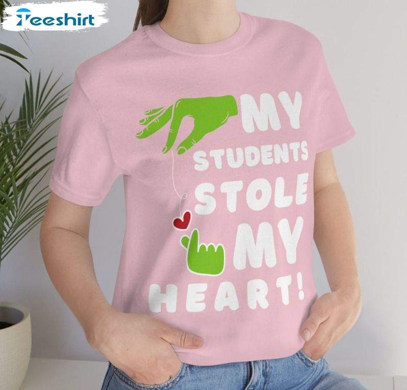 My Students Stole My Heart Shirt – Christmas Heart Short Sleeve Unisex Hoodie