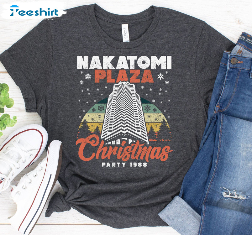 Nakatomi Plaza Christmas Shirt, Vintage Christmas Crewneck Short Sleeve