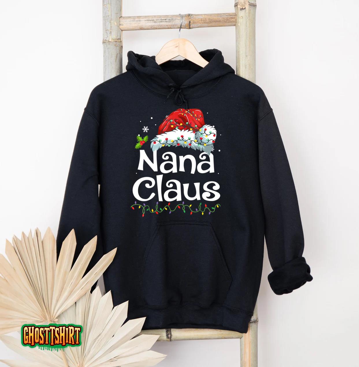 Nana Claus Shirt Christmas Pajama Family Matching Xmas Light T-Shirt