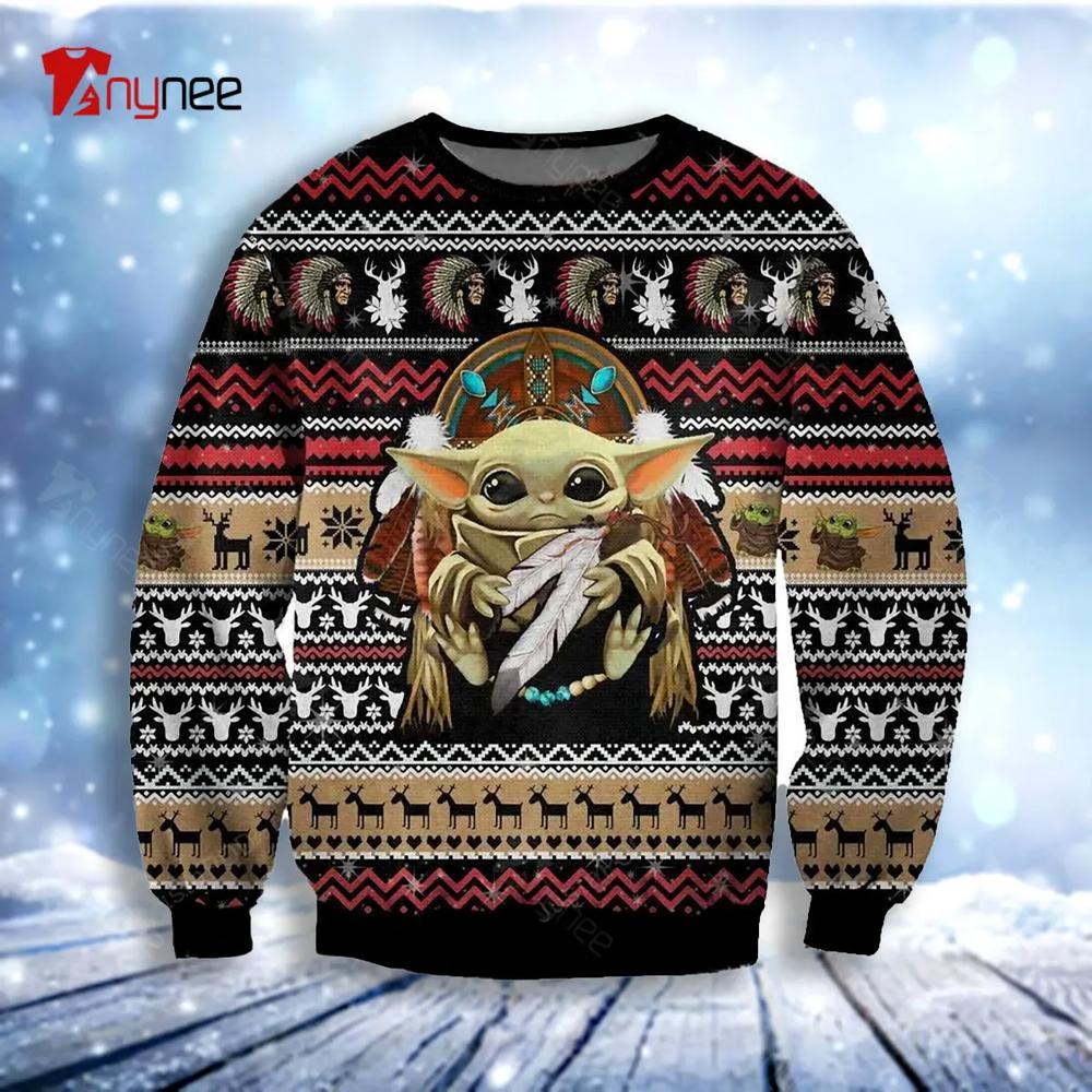 Native American Baby Yoda Ugly Christmas Sweater- Best Christmas Gifts 2023