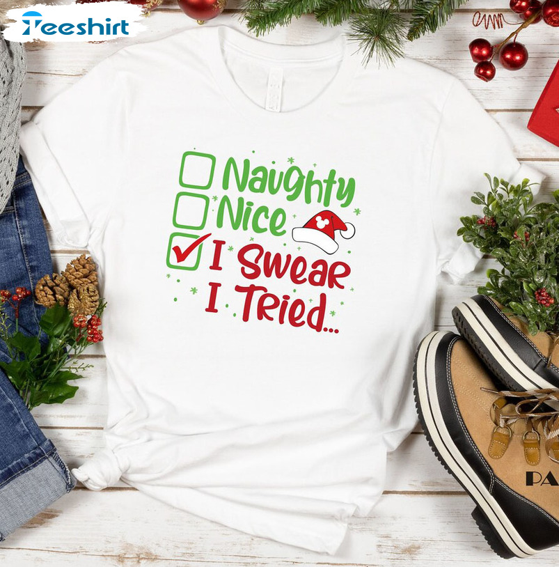 Naughty Nice I Tried Vintage Shirt, Funny Christmas Sweatshirt Crewneck