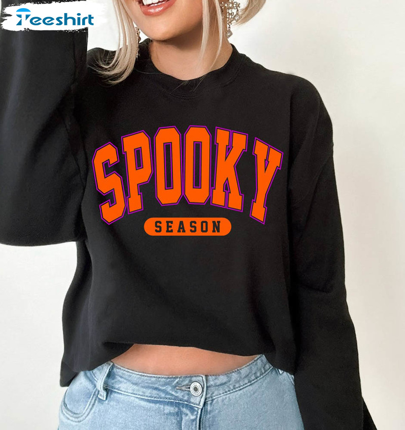 Neon Halloween Spooky Season Shirt, Halloween Funny Unisex T-shirt Long Sleeve