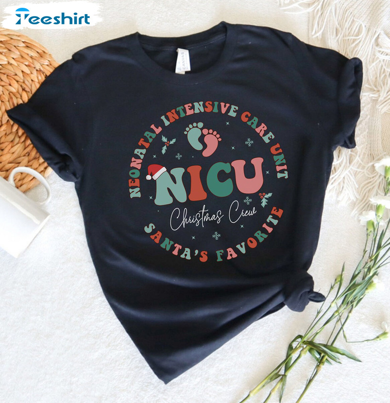 Neonatal Intensive Care Unit Santa’s Favorite Shirt, Nicu Christmas Crew Unisex Hoodie Long Sleeve