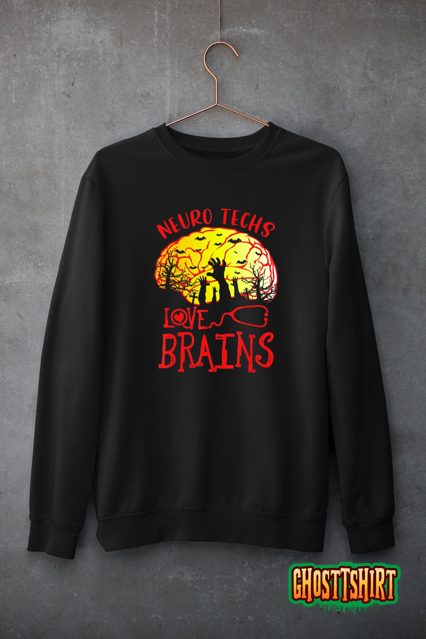 Neuro Techs Love Brains Halloween Neurology Technologist T-Shirt