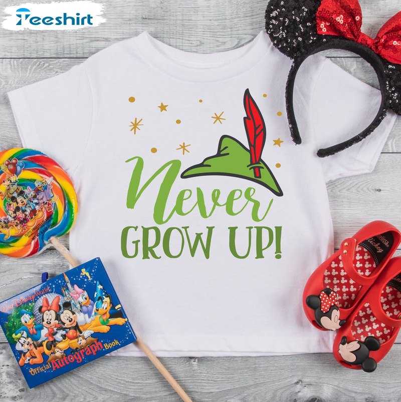 Never Grow Up Peter Pan Shirt, Christmas Crewneck Unisex Hoodie