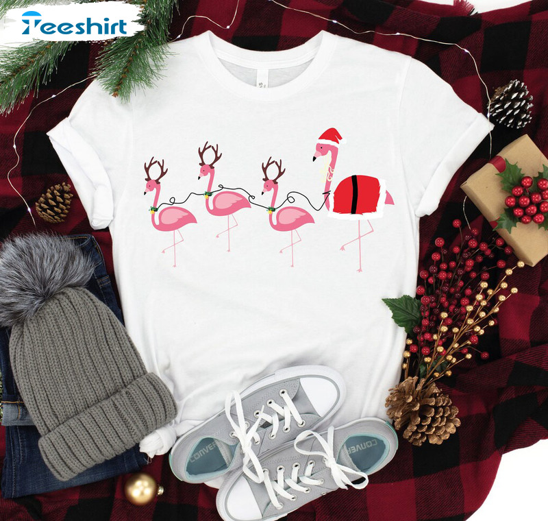 New Flamingo Christmas Shirt, Sweatshirt Hoodie Long Sleeve T-Shirt