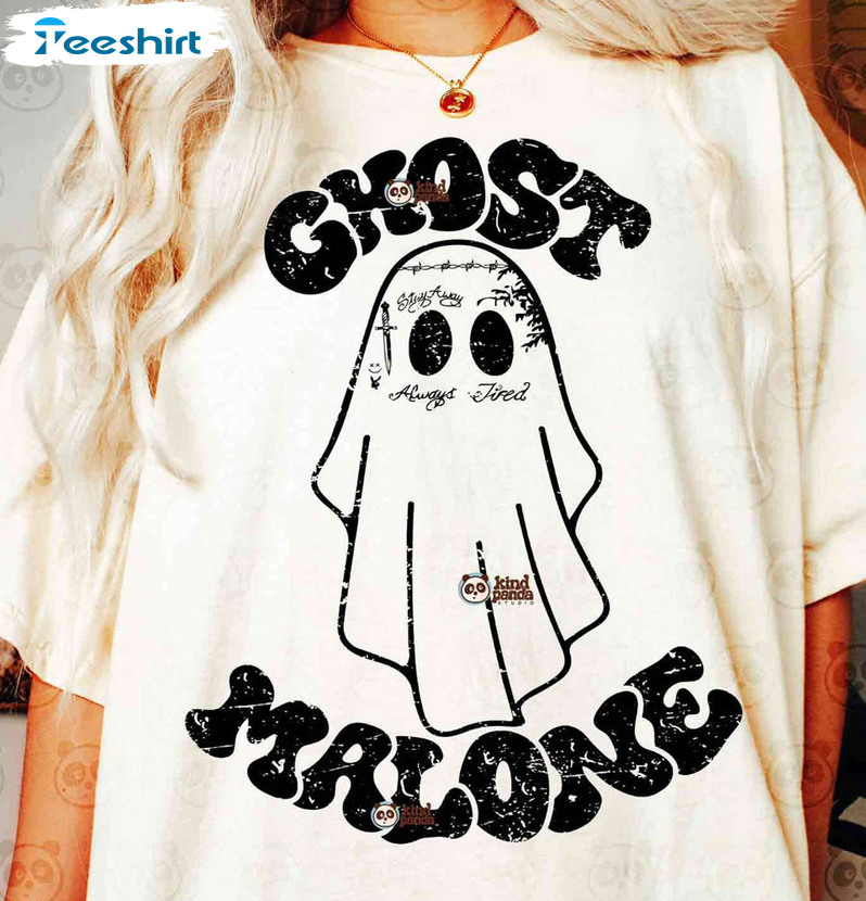 New Rare Ghost Malone Shirt, Trendy Design Halloween Sweatshirt Crewneck